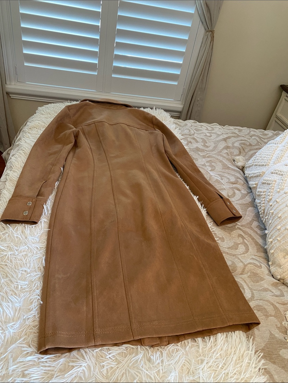 White House Black Market Camel Suede Midi Dress Size 2 - Picture 6 of 13